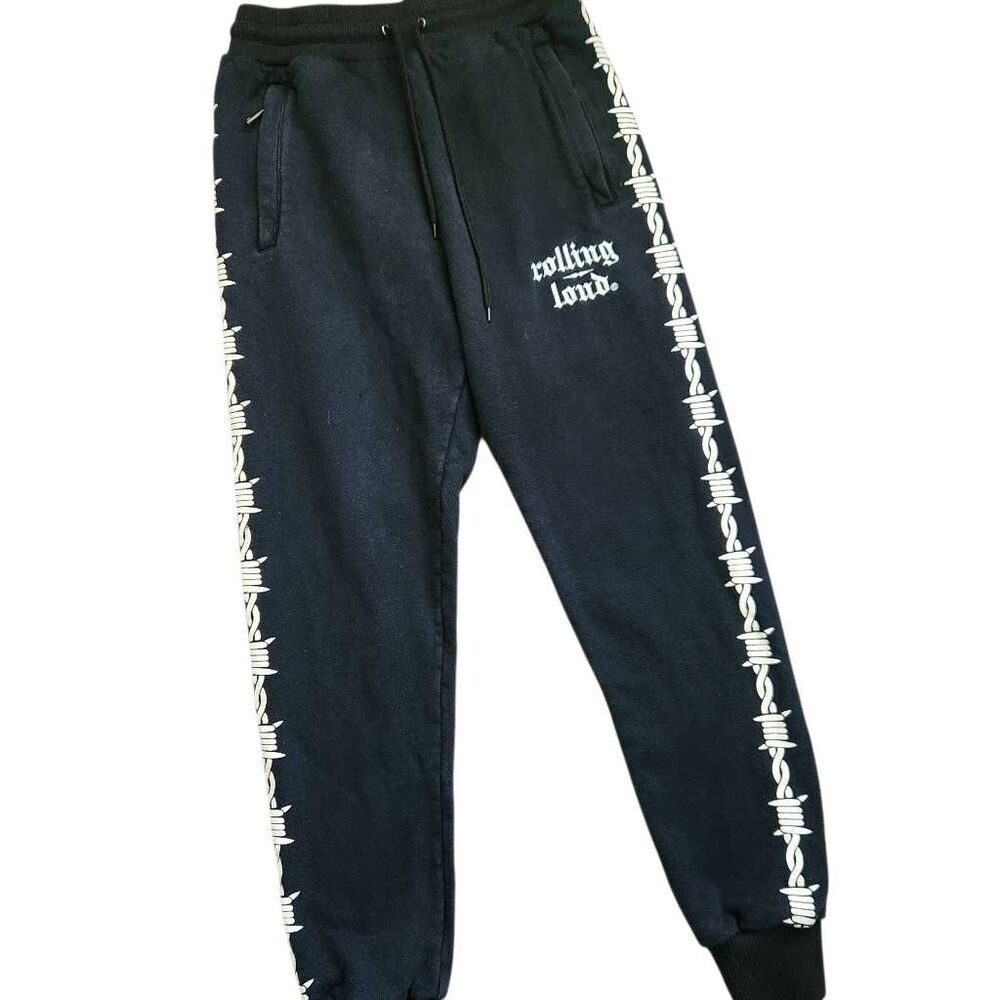 Rolling Loud Joggees Sweatpants Mens Large Barbwire Streetwear Heavyweight‎ Edgy